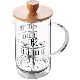 فرنچ پرس شیشه ای مدل Tea Time درب بامبو